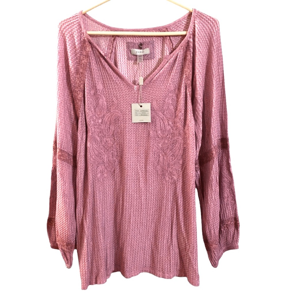 NWT Cupio Waffle Knit Lace Top M/M/M